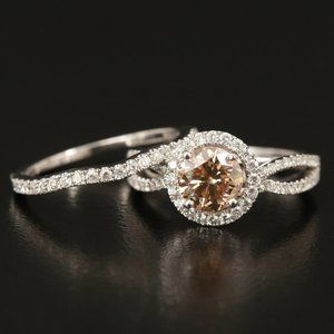 $9500 / Natalie K Engagement Set / 2 CT Diamond / Center Diamond 1.25 CT / 14K